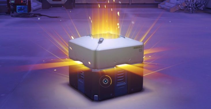 Source: Overwatch - Image of a lootbox being opened before revealing random won items and rewards