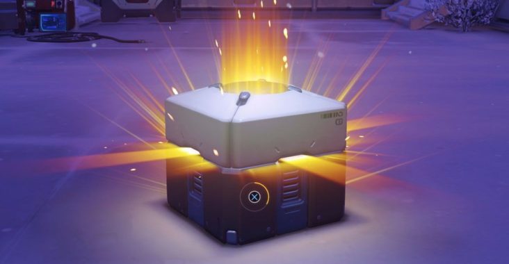 Source: Overwatch - Image of a lootbox being opened before revealing random won items and rewards