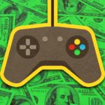 Acceptable Monetization in video games - Illustration of a game controller in front of green 100 dollar bills. Image Credit: SuperParent